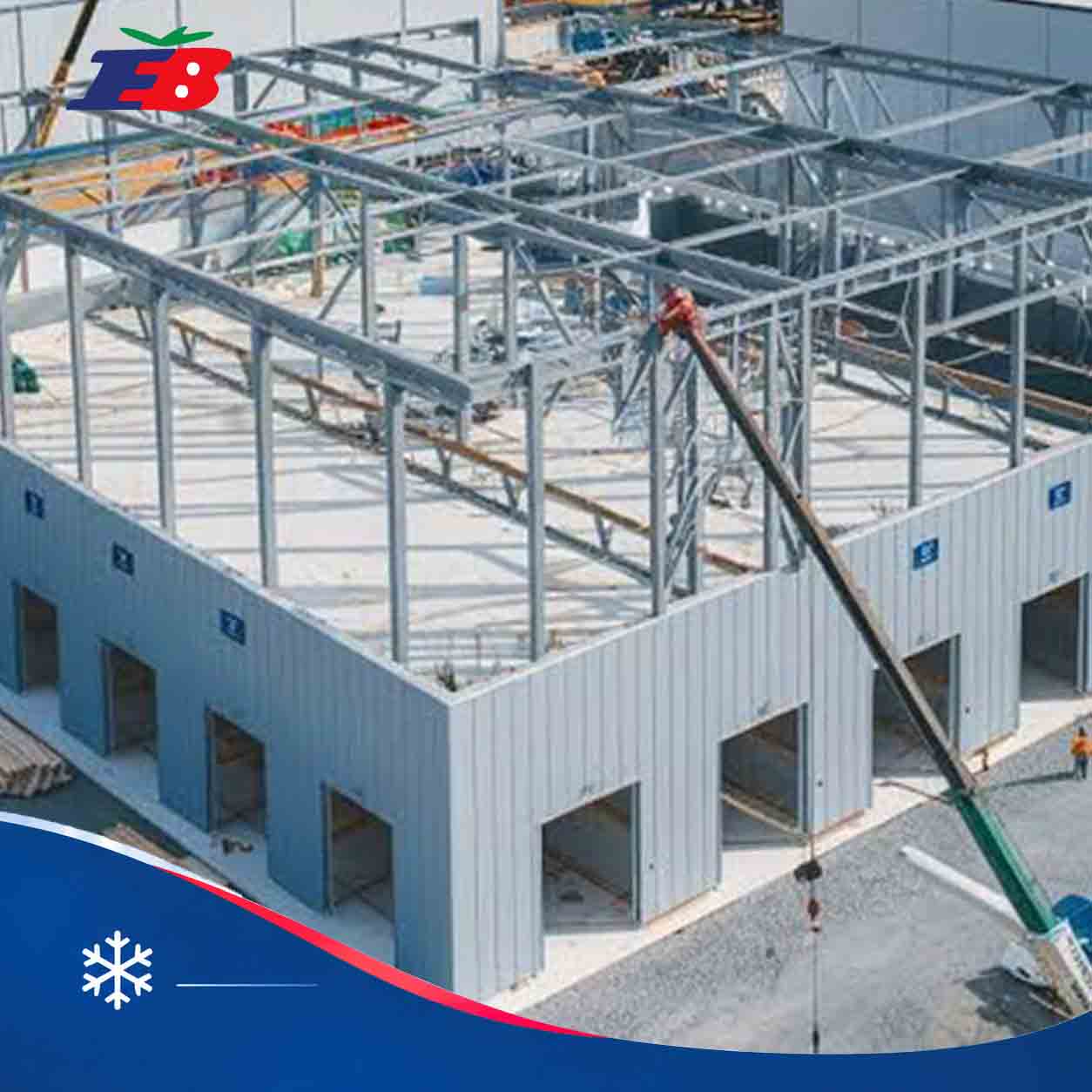 اجرای سازه فلزی سردخانه صنعتی با اسکلت فولادی